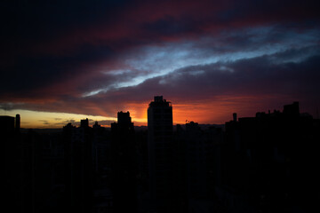 pink sunset city landscape 