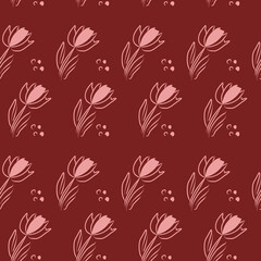 Floral ornament. Buds with petals, feminine style. Background seamless illustration, decorative design pattern modern