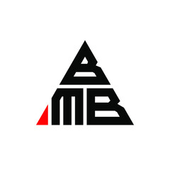 BMB triangle letter logo design with triangle shape. BMB triangle logo design monogram. BMB triangle vector logo template with red color. BMB triangular logo Simple, Elegant, and Luxurious Logo. BMB 