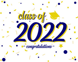 class of 2022 in blue and yellow