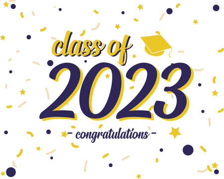 class of 2023 in blue and yellow