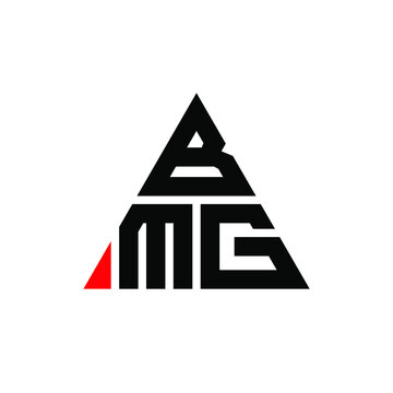 BMG triangle letter logo design with triangle shape. BMG triangle logo design monogram. BMG triangle vector logo template with red color. BMG triangular logo Simple, Elegant, and Luxurious Logo. BMG 
