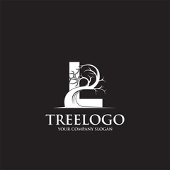 Creative tree letter L Logo design inspiration vector art