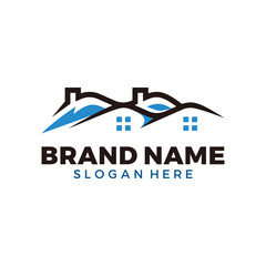 Logo or symbol of two mountains that have the shape of a house. suitable for business or graphic needs about it.