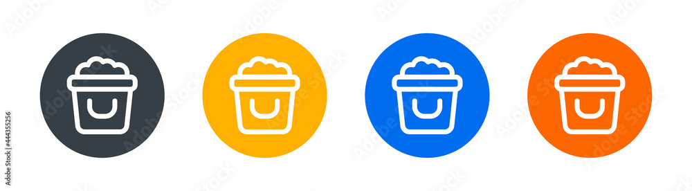 Poster bucket with sand icon on button sign.