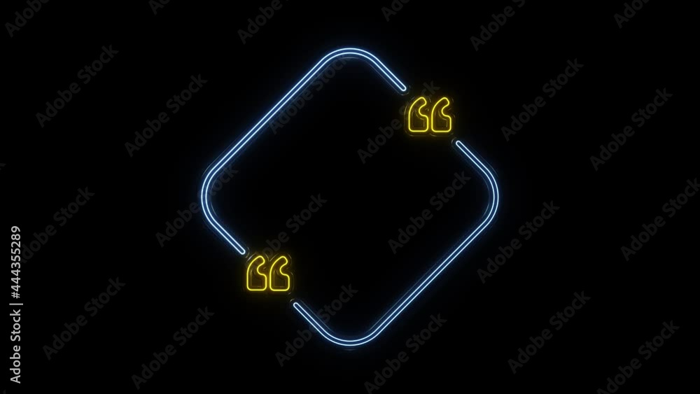 Poster neon quotes frames. quote remark, mention quotations frame and callout text template. talk remark qu
