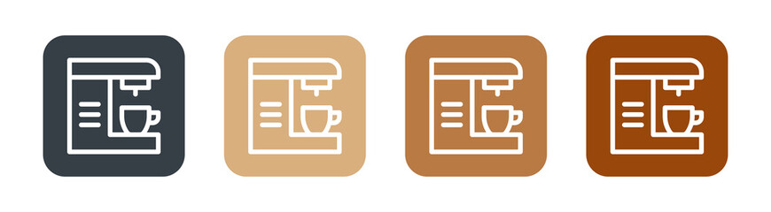 Coffee machine icon set. Hot drink sign. Fresh beverage symbol.