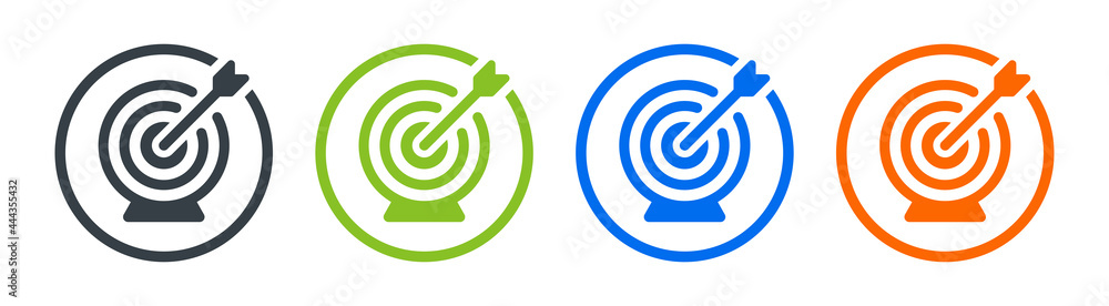 Poster Target symbol with arrow isolated on white background. Dartboard icon symbol.