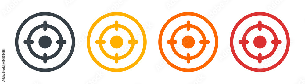 Poster focus target vector isolated icons on white background.
