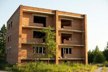 Abandoned brick building. Brick building.