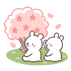 Obraz na płótnie Canvas シロクマと桜の木