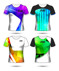  t-shirt templates abstract geometric collection of different colors polygonal mosaic