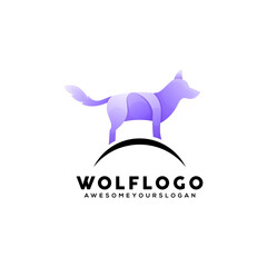 wolf colorful logo design ilustration