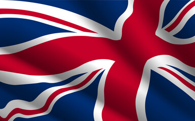 Closeup of rippled united kingdom flag