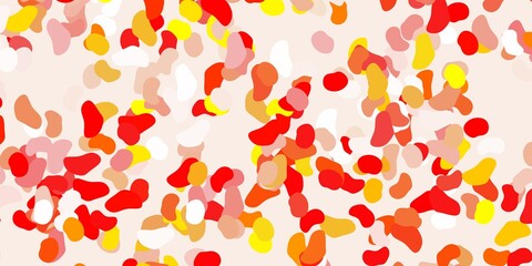 Light red, yellow vector backdrop with chaotic shapes.