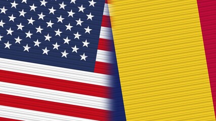 Obraz premium Chad and United States of America Flags Together Fabric Texture