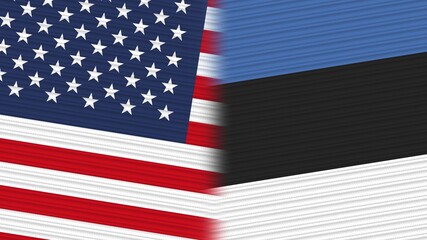 Obraz premium England and United States of America Flags Together Fabric Texture