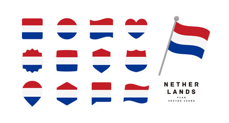 Dutch netherland flag icon set vector illustration - obrazy, fototapety, plakaty