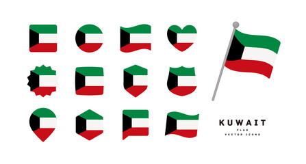 kuwait flag icon set vector illustration