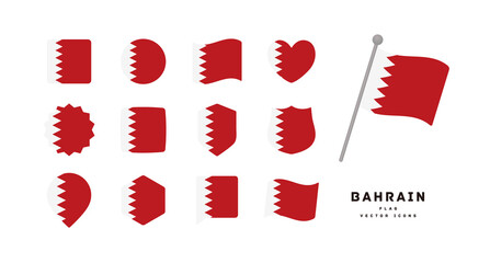 Bahrain flag icon set vector illustration