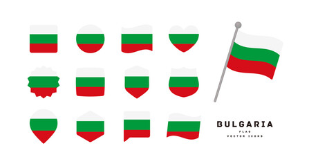 Bulgaria flag icon set vector illustration