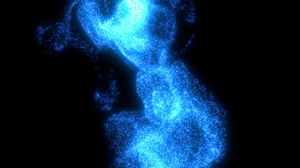 深い青色の幻想的な小さな粒子パーティクル　カラーパウダーのようなインクドロップ