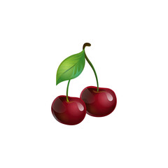 Fototapeta na wymiar Cute Cherry . Fresh Fruits. Red and Green Color. Simple, Modern, And Flat Style Design.