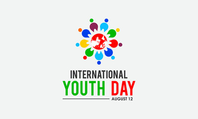 International youth day observed on august every year. Banner, poster, card, background design. Cultural and legal issues surrounding youth.