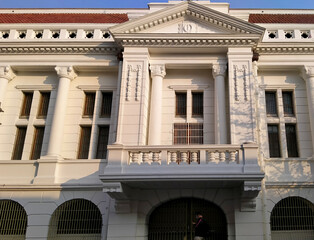 Fototapeta premium Kota tua, Jakarta, Indonesia - (06-10-2021) : Front view of the historical museum building in the old town of the city