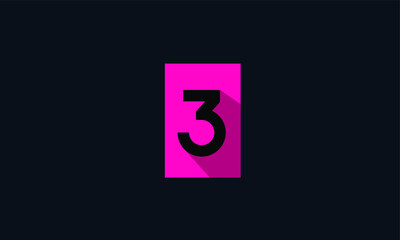 Pink Unique Modern Number 3 Square Logo