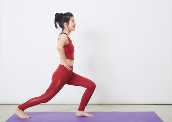 Fototapeta premium Full shot woman yoga pose