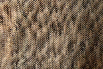 Background and texture of natural brown Sackcloth with Stitches Seam.    