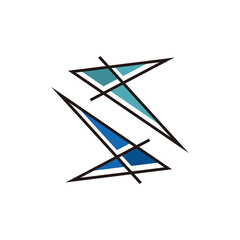 S letter flying plane pointer symbol logo design vector
