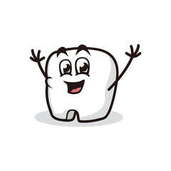 Cute teeth cartoon mascot character symbol logo design vector