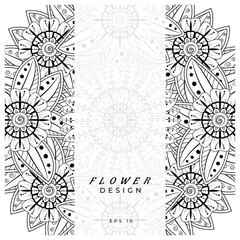 Mehndi flower for henna, mehndi, tattoo, decoration. decorative ornament in ethnic oriental style. doodle ornament. coloring book page.