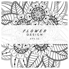 Mehndi flower for henna, mehndi, tattoo, decoration. decorative ornament in ethnic oriental style. doodle ornament. coloring book page.
