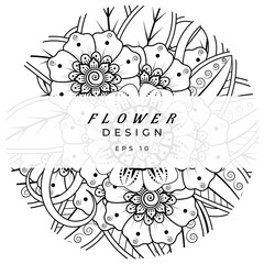 Mehndi flower for henna, mehndi, tattoo, decoration. decorative ornament in ethnic oriental style. doodle ornament. coloring book page.