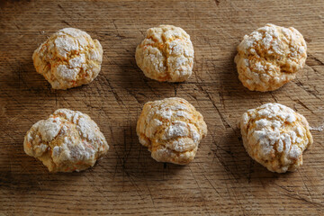 Homemade cookies on a table with a linen tablecloth