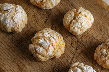 Homemade cookies on a table with a linen tablecloth