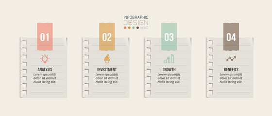 Business infographic  template with step or option design.