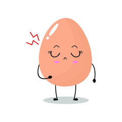 Vector illustration of egg character with cute expression, sad, upset, angry ,easter egg isolated on white background, simple minimal style, boiled egg for mascot collection, emoticon