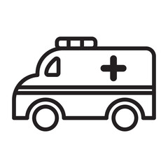 ambulance outline icon. isolated on a white background. suitable for the theme of vehicles, transportation, hospitals, emergency etc.