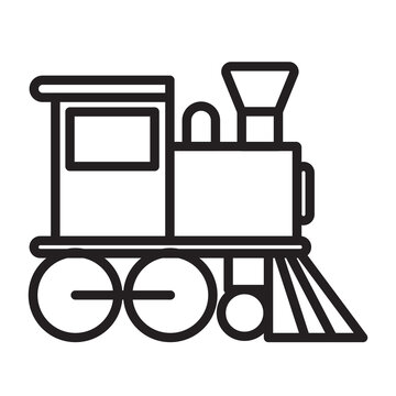 train outline icon. isolated on a white background. suitable for vehicle themes, transportation, maps, coloring books etc.