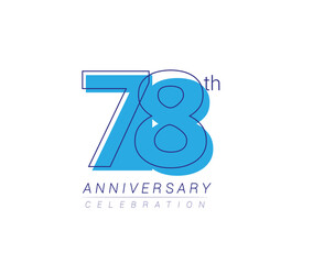 78th anniversary blue colored vector design for birthday celebration, isolated on white background