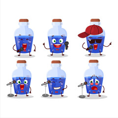 A Cute Cartoon design concept of blue magic potion singing a famous song
