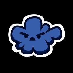 blue angry cloud doodle