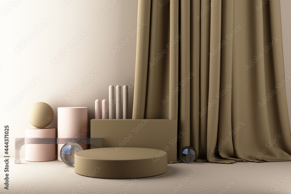 Poster minimal abstract geometric background with direct sunlight in shades of brown and pink. showcase sce