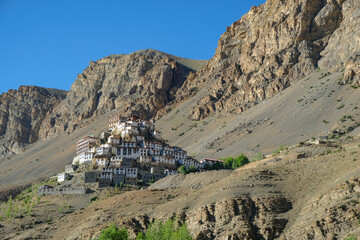 Kee, India - June 2021: Views of the Key Monastery in Kee on June 29, 2021 in Spiti valley,...