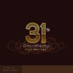 Obraz premium 31st anniversary logotype with glitter and shiny golden colored isolated on elegant background.