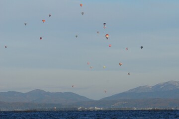 Baloons flying over Biwa Lake